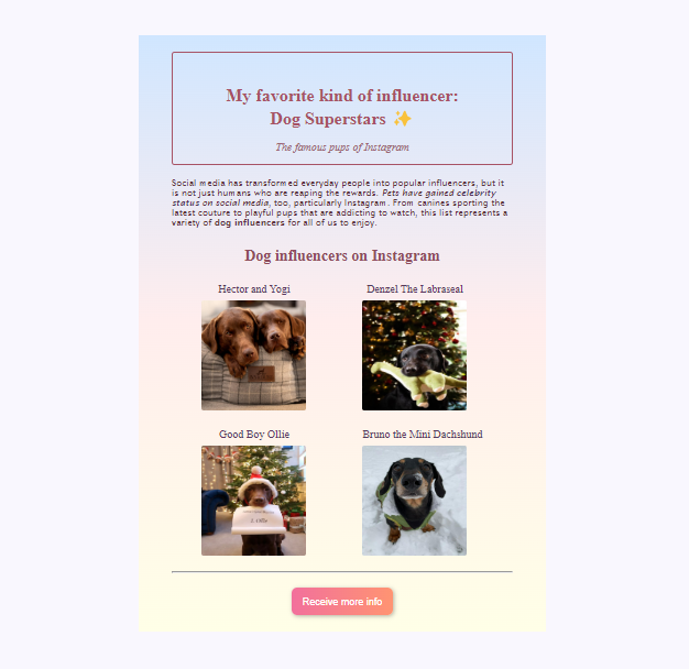 Dog influencer's project